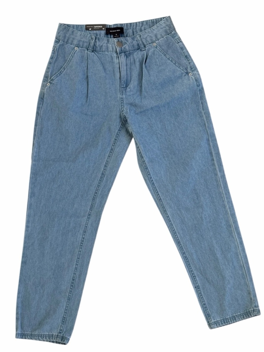WHO WHAT WEAR Tapered Natural Waist HALIFAX WASH 100% Cotton Jeans 27” Inseam 4